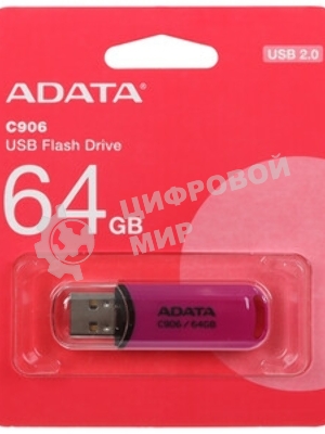 Флешка USB ADATA Classic C906 (AC906-64G-RBK), 64Gb, USB 2.0, R/W 15/5, черный/синий