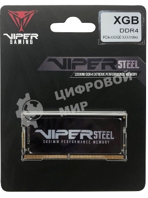 Оперативная память Patriot Viper Steel, DDR4, 8GB (1x8GB), 3200MHz, CL22, с радиатором, черный, SO-DIMM