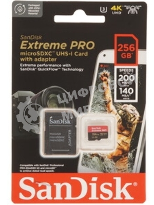 Флеш карта microSDXC 256GB SanDisk Extreme Class 10, UHS-I, W130, R 190 МБ/с