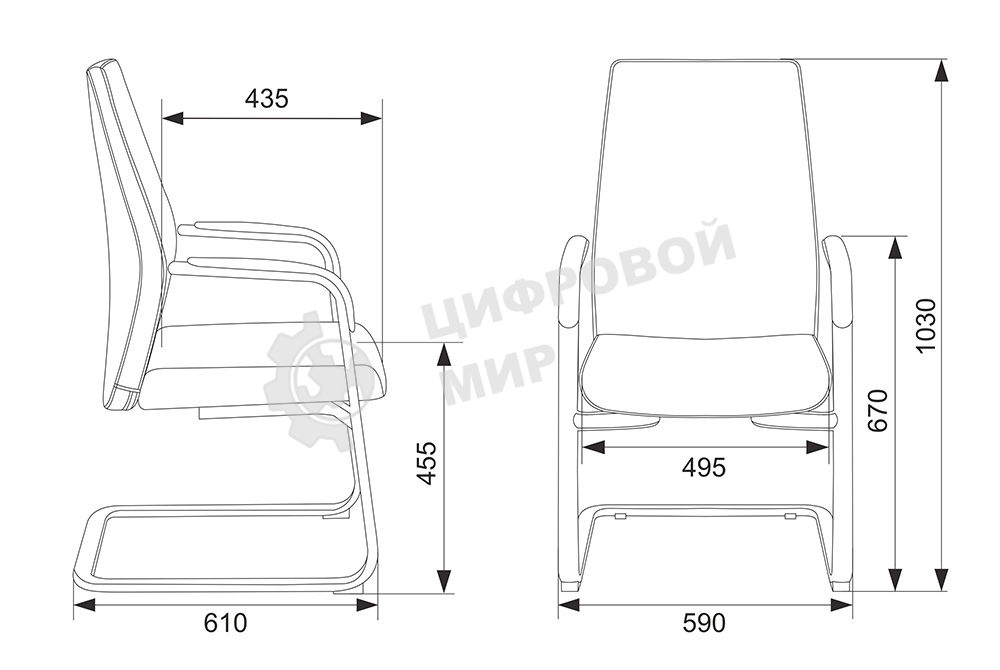 Кресло офисное Бюрократ JONS-LOW-V/BLACK на полозьях, черный, кожа