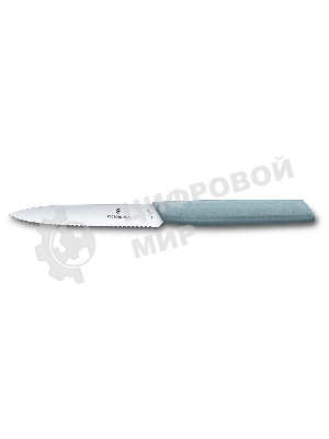 Нож кухонный Victorinox Swiss Modern (6.9006.10W21) стальной разделочный лезв.100мм серрейт. заточка серый