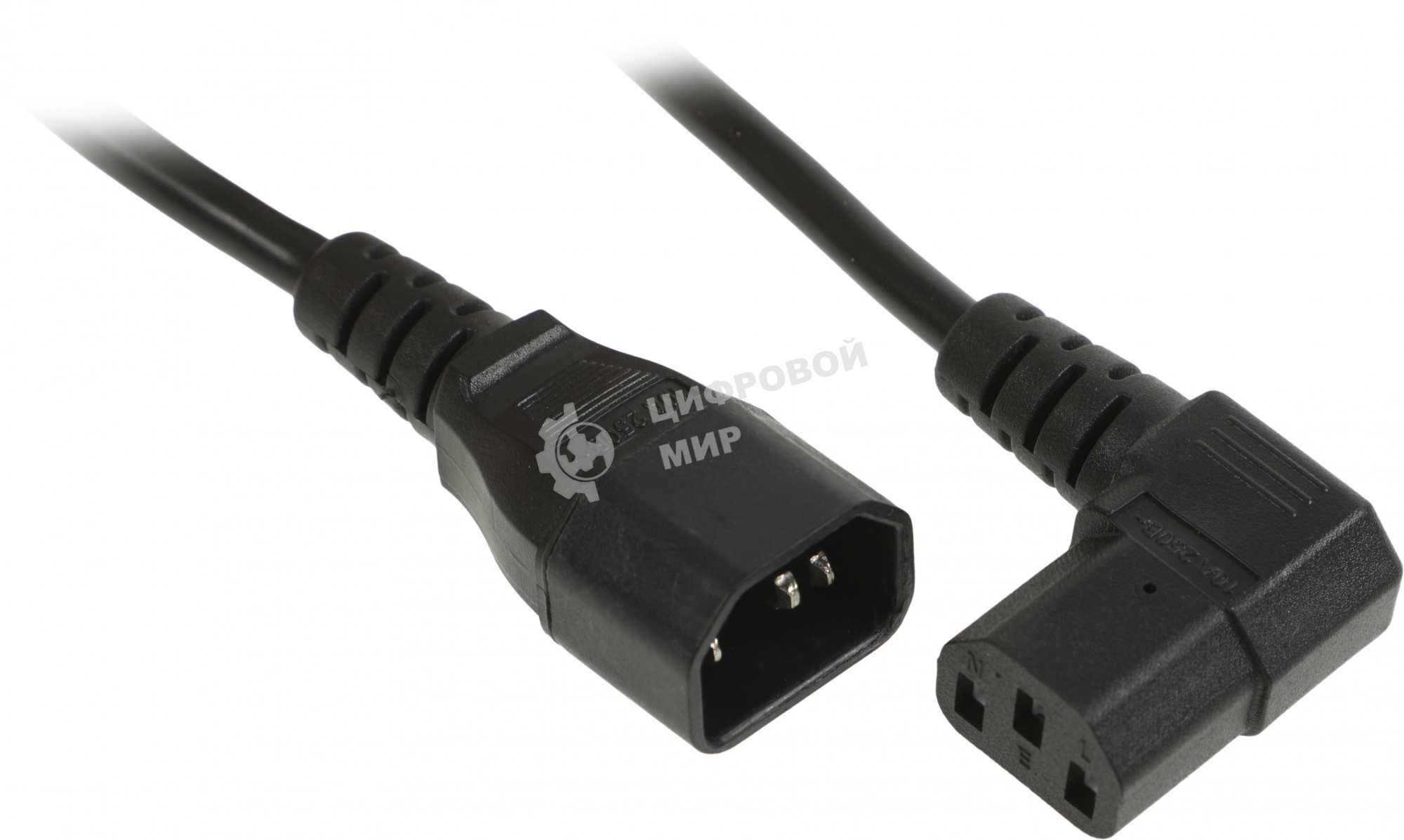 Кабель питания Hyperline PWC-IEC13A-IEC14-3.0-BK монитор-компьютер IEC 320 C13 (угловая) - IEC 320 C14 (3x1.0), 10A, прямая вилка, 3м, черный