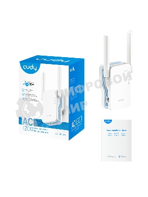 Повторитель беспроводного сигнала Cudy RE1200 AC1200 10/100BASE-TX/Wi-Fi белый
