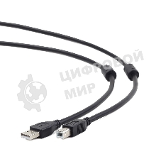 Кабель Gembird/Cablexpert USB 2.0 Pro AM/BM, 3м, экран, 2феррит.кольца, черный, пакет