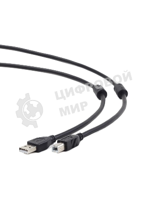 Кабель Gembird/Cablexpert USB 2.0 Pro AM/BM, 3м, экран, 2феррит.кольца, черный, пакет