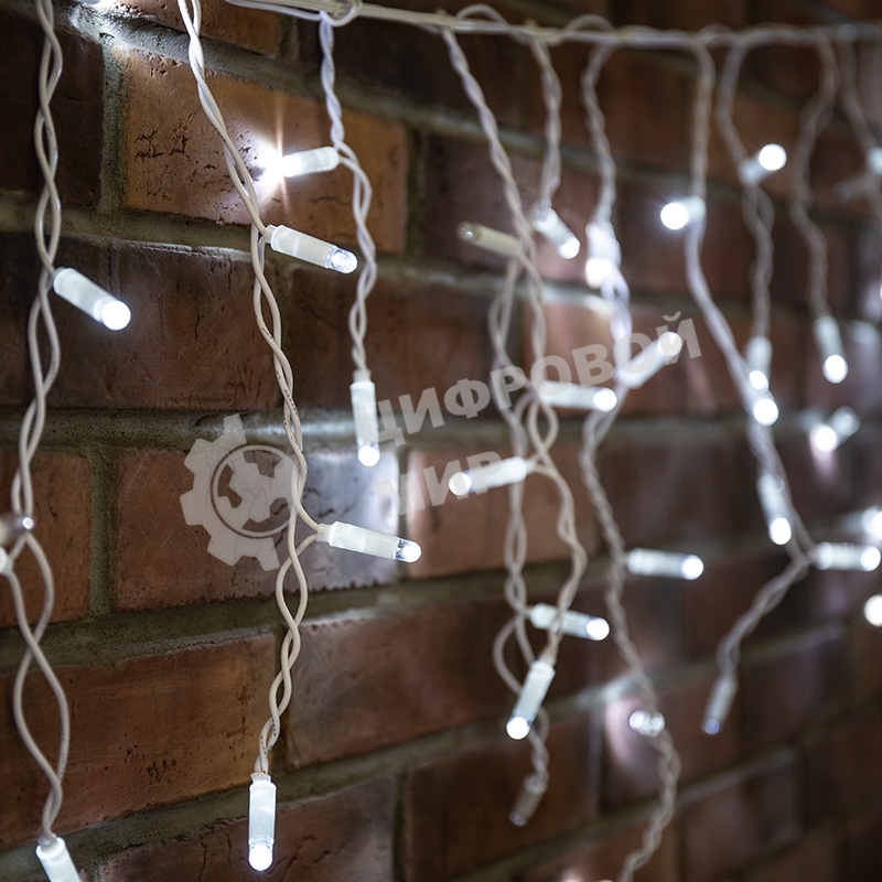 Гирлянда Neon-night Айсикл (бахрома) светодиодный, 2,4х0,6м, эффект мерцания, белый провод, 230 В, диоды белые, 88 LED