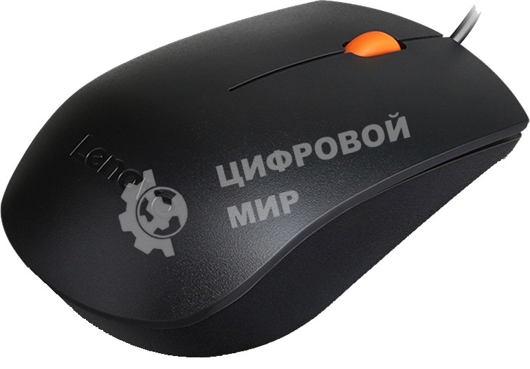 Мышь проводная Lenovo 300 черный, 1600 dpi, USB, кнопки - 3
