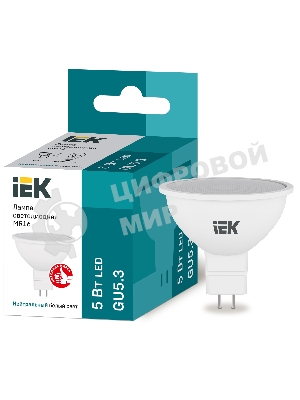 Лампа cветодиодная IEK LLE-MR16-5-230-40-GU5 ECO MR16 софит 5Вт 230В 4000К GU5.3