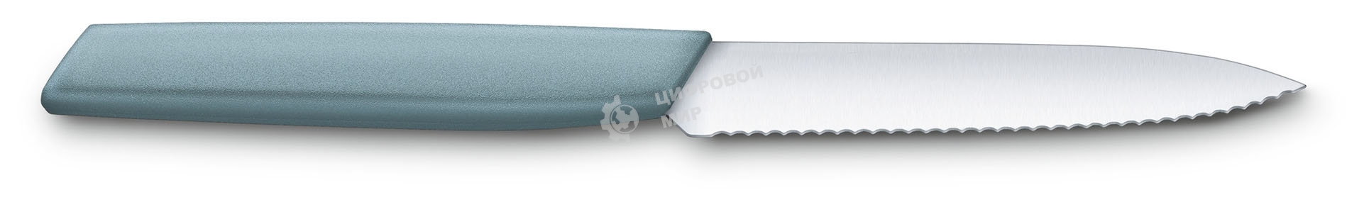 Нож кухонный Victorinox Swiss Modern (6.9006.10W21) стальной разделочный лезв.100мм серрейт. заточка серый