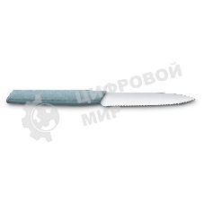 Нож кухонный Victorinox Swiss Modern (6.9006.10W21) стальной разделочный лезв.100мм серрейт. заточка серый