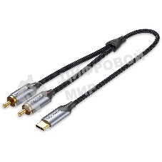 Переходник-разветвитель Vention гибкий USB-C M/2RCA M - 1.5м