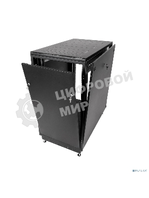 Шкаф телекоммуникационный напольный 18U (600x800) дверь стекло, черный (ШТК-М-18.6.8-1ААА-9005)