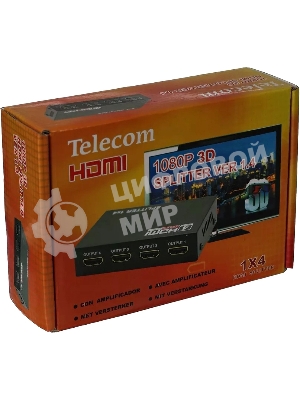 Разветвитель HDMI 1=>4 Telecom TTS5020, каскадируемый, 1.4v+3D