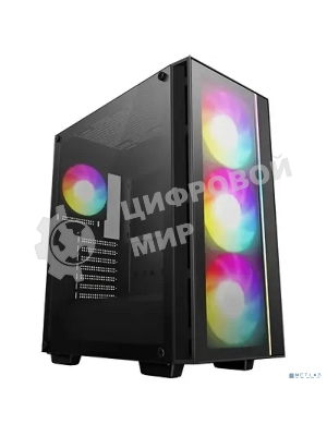 Компьютерный корпус Deepcool MATREXX 55 V4 без БП, боковое окно (закаленное стекло), 3xARGb LED 140мм вентилятора спереди, 1xARGb LED 120мм вентилятор сзади, черный, ATX