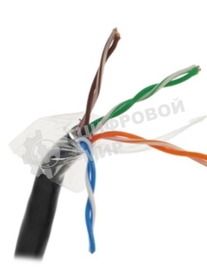 Кабель UTP Rexant 4PR 24AWG, CU (медь), cat.5e, 100 МГц, PE, черный, OUTDOOR, бухта 25 м