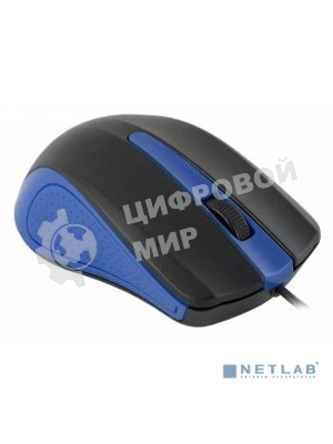 Мышь проводная Oklick 225M черный/синий, 1200 dpi, USB, кнопки - 3