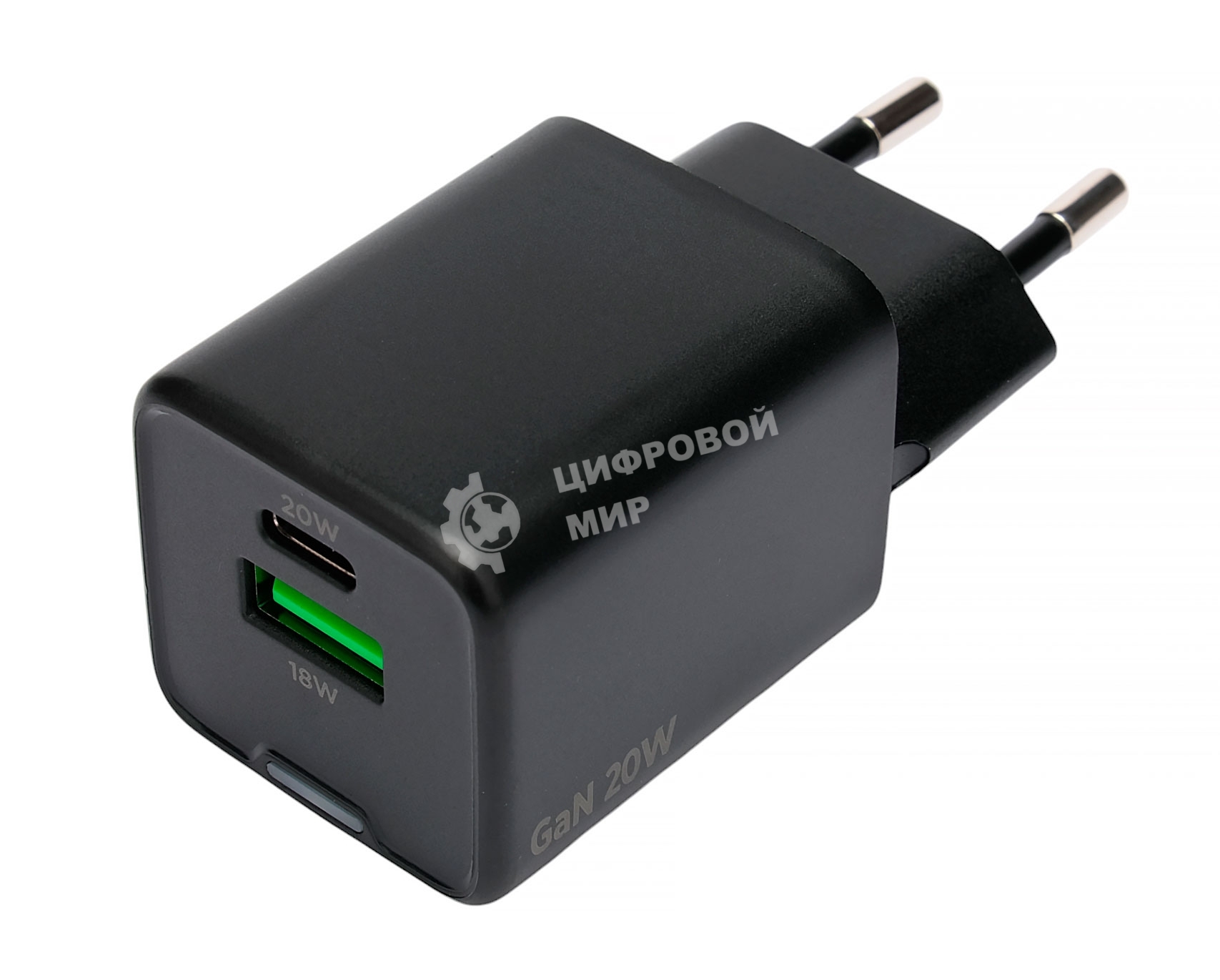 Зарядное устройство Cablexpert MP3A-PC-62, 20Вт GaN, 3А, QC4.0/PD, 1xUSB, 1xType-C, черный, пакет