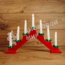 Горка новогодняя Neon-night 7 свечек корпус красн. свечение теплый белый