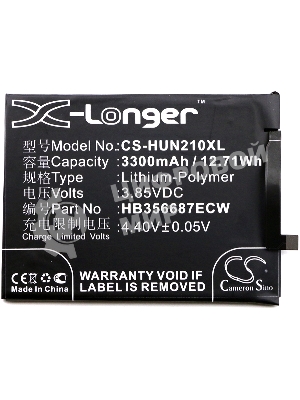 Аккумулятор CameronSino CS-HUN210XL HB356687ECW для Huawei Honor 7X3.85V, 3300mAh, 12.71Wh