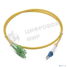 Комм. шнур оптический Cabeus Tight Buffer, Duplex SC/LC (APC/UPC), OS2 9/125, LSZH, 2м, Ø 2мм, синий хвостовик, цвет: жёлтый