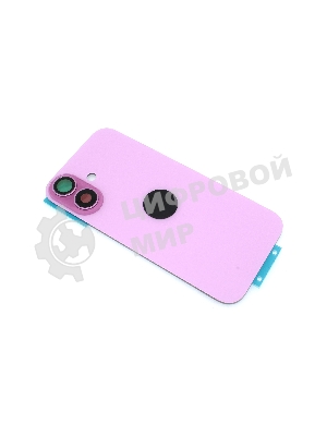 Задняя крышка (стекло) для iPhone 16 (A3287) в сборе со стеклом камеры розовая