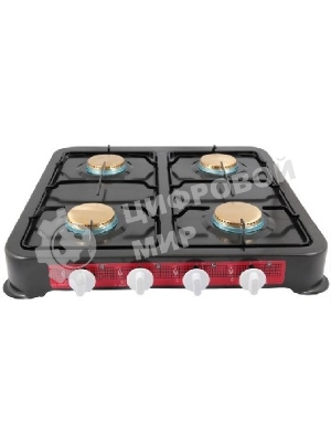 Плита настольная газовая Energy EN-004B чёрный, 6,4 кВт, газовая горелка, конфорки - 4, эмалированная сталь, поворотные переключатели
