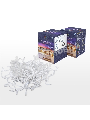 Гирлянда Neon-night Айсикл (бахрома) светодиодный, 2,4х0,6м, эффект мерцания, белый провод, 230 В, диоды белые, 88 LED