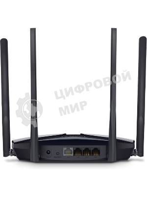 Двухдиапазонный роутер MERCUSYS MR80X AX3000 Wi-Fi 6, до 574 Мбит/с на 2,4 ГГц + до 2402 Мбит/с на 5 ГГц,4 фиксированные внешние антенны, 3 гигабитных порта LAN, 1 гигабитный порт WAN