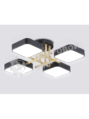 Люстра светодиодная на штанге Ambrella light FL516343/4 BK/GD черный/золото 72W 3000-6000K 550*550*150 (без ПДУ)