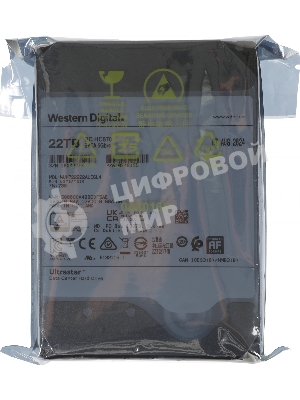 Жесткий диск Western Digital HDD Server Ultrastar DC HC570 WUH722222ALE6L4 22TB 7200rpm SATA-III 512Mb 3.5