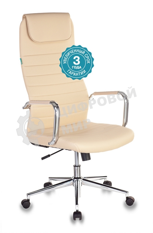 Кресло руководителя Бюрократ KB-9N/ECO/OR-12 бежевый, сиденье бежевый, искусственная кожа, крестовина хром, колеса черный