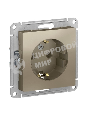 Механизм розетки 1-м СП AtlasDesign с заземл. 16А шампань SchE ATN000543