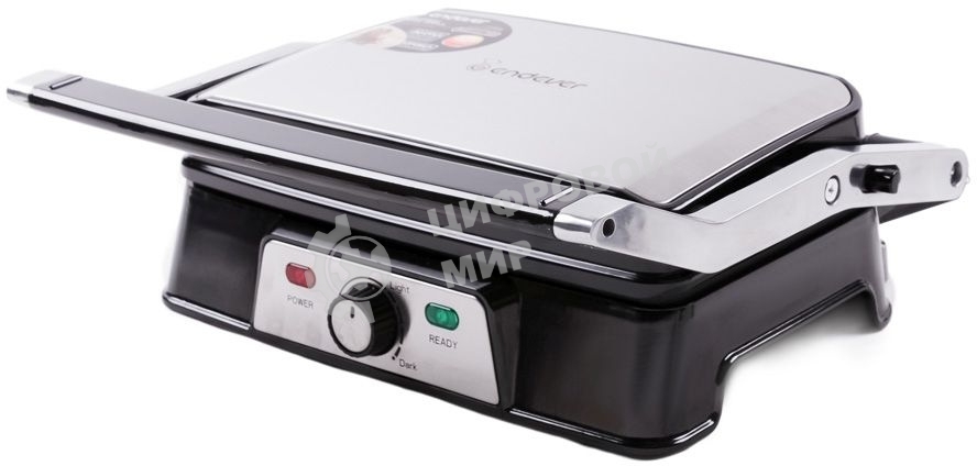 Гриль-пресс электрический Endever Grillmaster 220, серебристый/черный