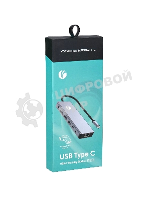 USB-концентратор VCOM CU4706, USB Type-C, HDMI/DP/USB3.0/TC/USB2.0/RJ45/SD/TF/PD/3.5 мм jack, USB Type-C