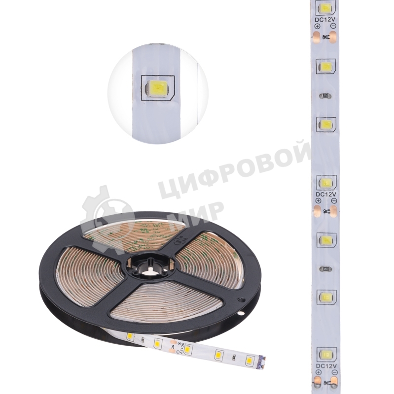 Лента светодиодная 5 м 12 В 2835 2700 К IP65 60 LED/м для БП с клеммами LAMPER