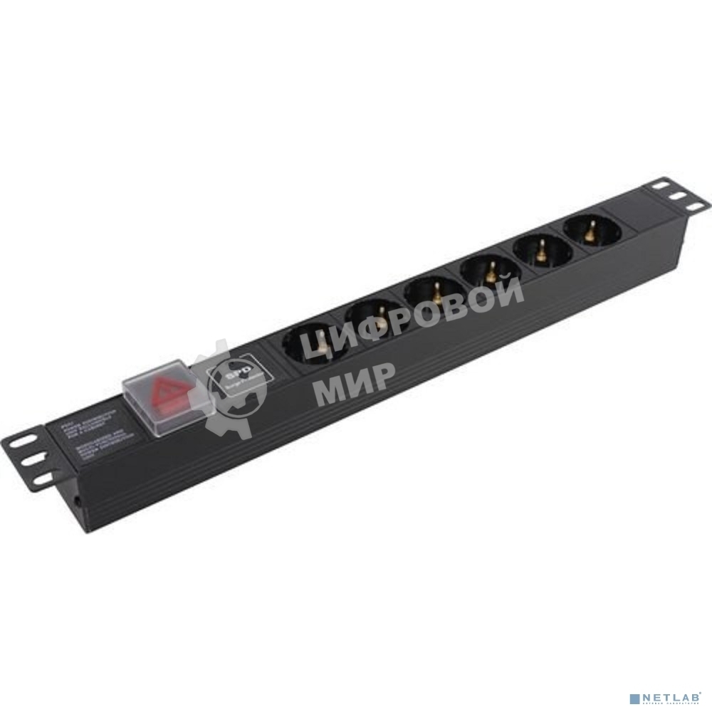 Блок розеток горизонтальный ExeGate ServerPro PDU-19H607 Al-6S-C14-SW-SPD1, 19