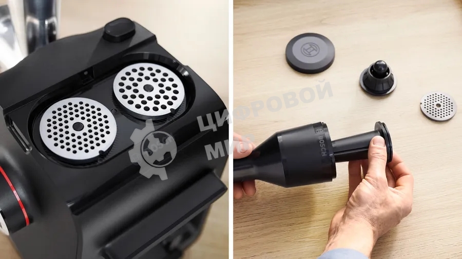 Мясорубка электрическая Bosch MFWS440B черный, 1900 Вт, 2.5 кг/мин, реверс, защита от перегрузки, насадки - 7