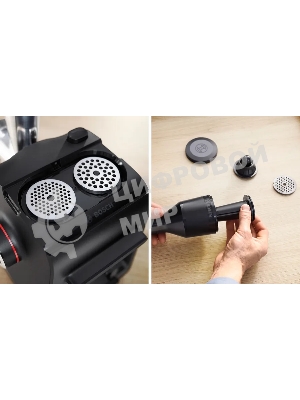 Мясорубка электрическая Bosch MFWS440B черный, 1900 Вт, 2.5 кг/мин, реверс, защита от перегрузки, насадки - 7