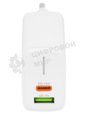 Сетевое зарядное устройство MORE CHOICE NC61a белый - 1USB+1USB-C 3.0A PD 20W+QC3.0 быстрая зарядка для Type-C