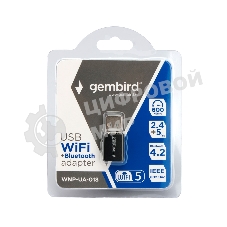 Сетевой адаптер WiFi+Bluetooth Gembird WNP-UA-013 900 Мбит, 2.4/5 ГГц, 2 антенны, USB, 802.11b/a/g/n/ac/ax, AIC8800M80