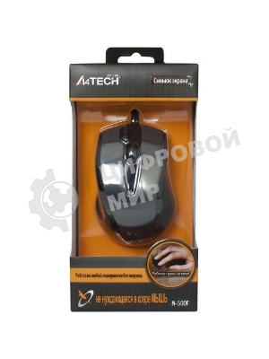 Мышь проводная A4Tech N-500F серый глянец/черный, 1200 dpi, USB, кнопки - 4