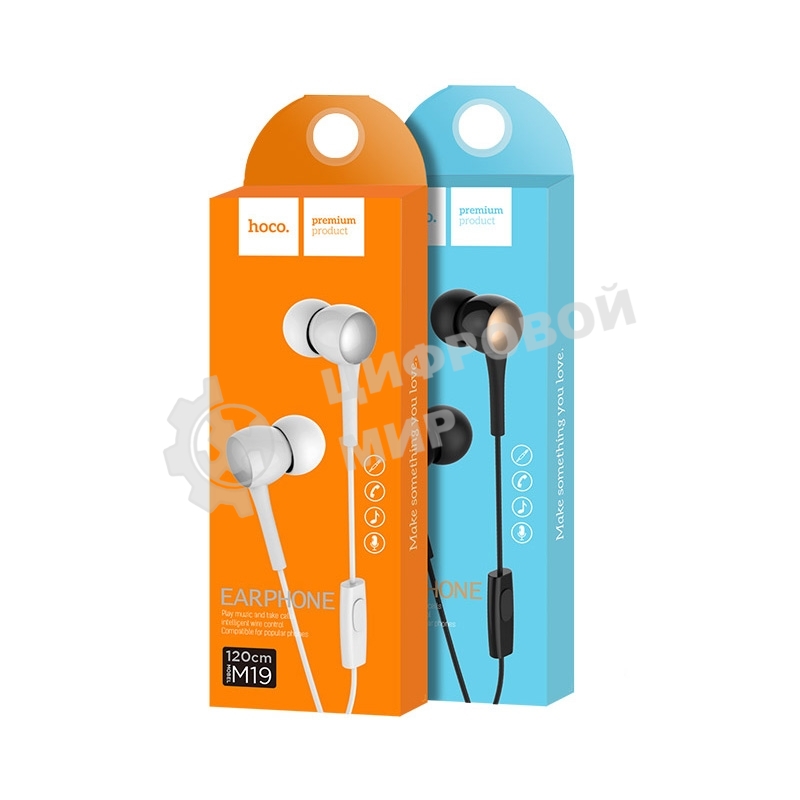 Наушники проводные-вставки с микрофоном Hoco M19 черный