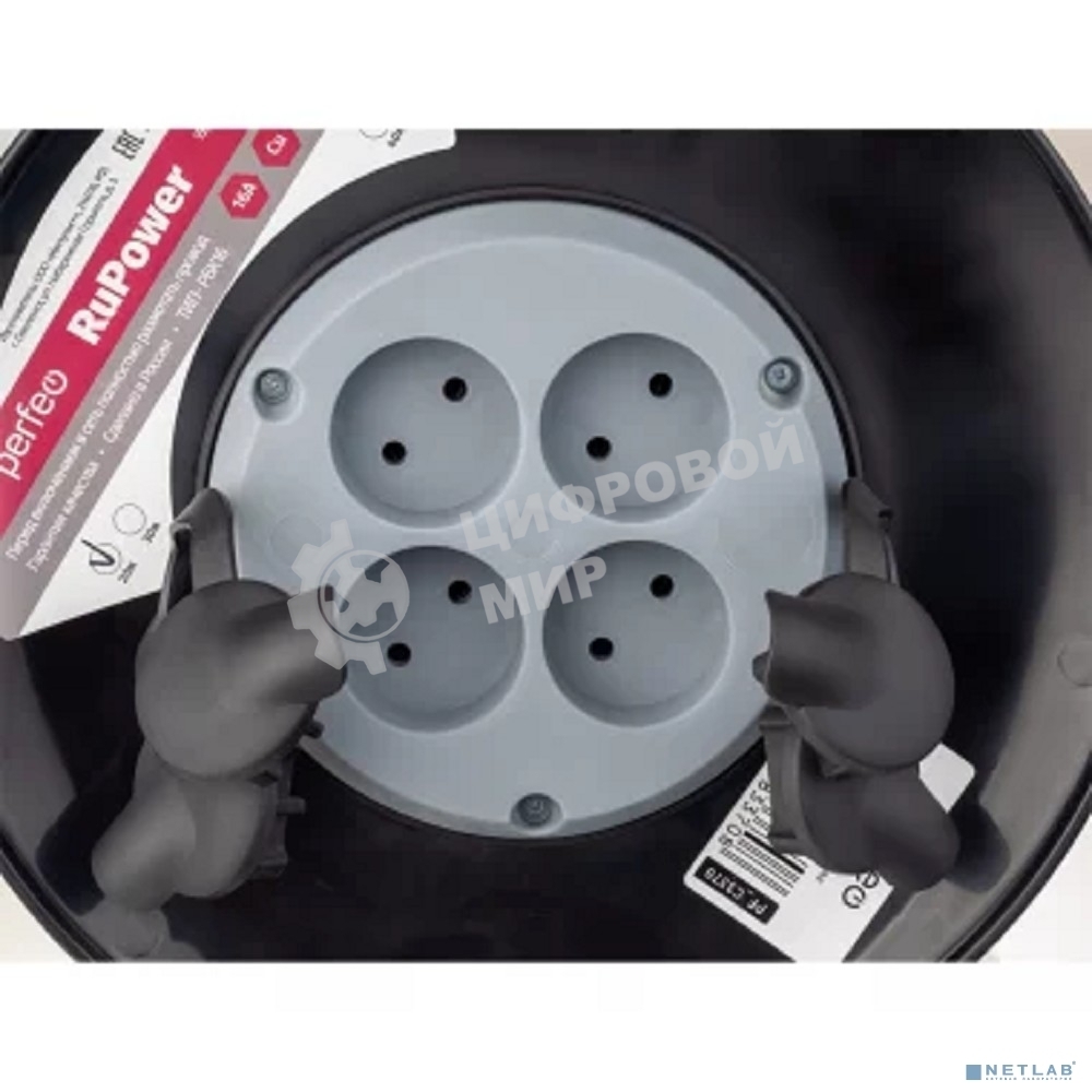 Удлинитель на катушке без заземления PERFEO RU POWER 40м 4гн 16А ПВС 2х2,5 IP44 (РБК16).