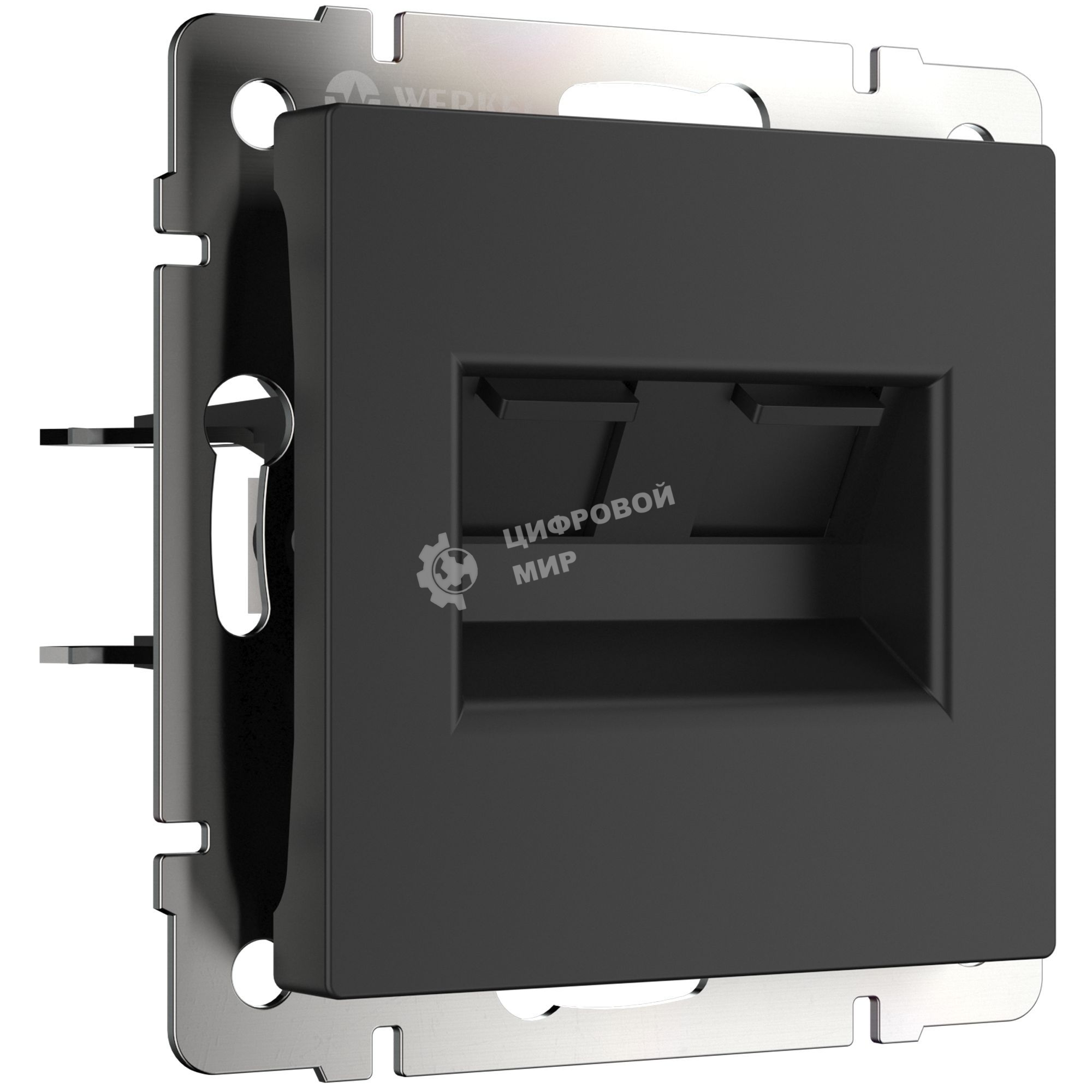 Розетка двойная Werkel Ethernet RJ-45 (черный матовый) W1182208