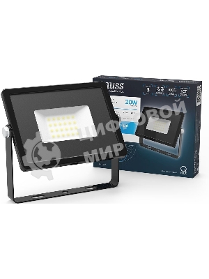 Прожектор светодиодный Gauss LED Qplus 20Вт IP65 6500К черный