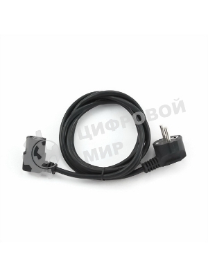 Кабель питания Gembird 1.8м, VDE(0.75мм), черный, угловой разъем, с зазем., пакет