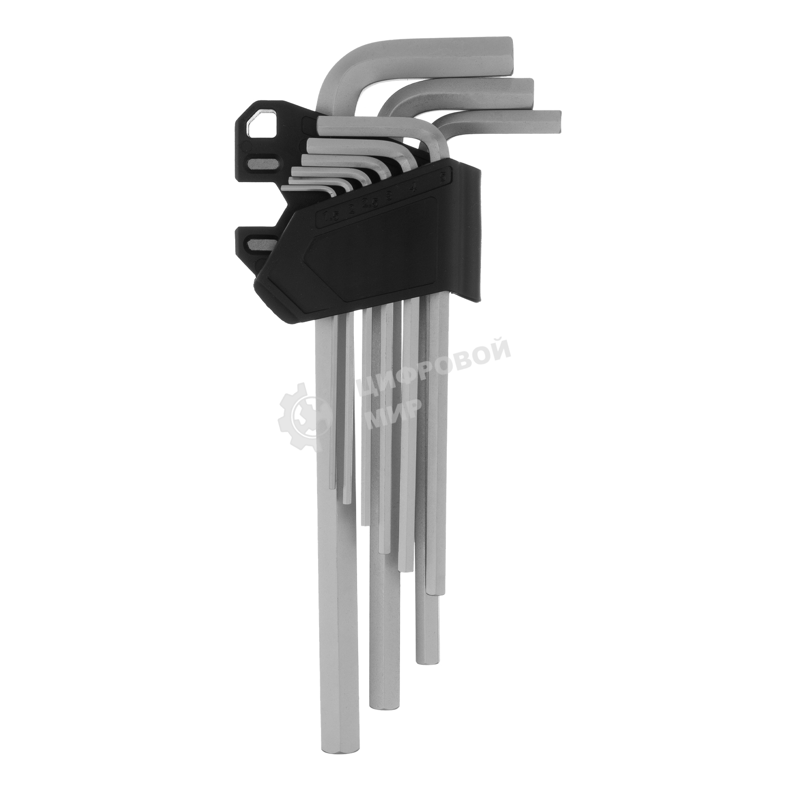 Набор ключей имбусовых Сибртех HEX, 1,5-10 мм, CrV, 9 шт., удлиненные