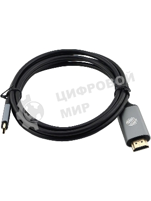 Кабель аудио-видео Cactus CS-USBC-HDMI-2-2 USB Type-C (m)/HDMI (m) 2м. позолоч.конт. черный