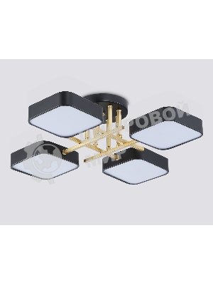 Люстра светодиодная на штанге Ambrella light FL516343/4 BK/GD черный/золото 72W 3000-6000K 550*550*150 (без ПДУ)