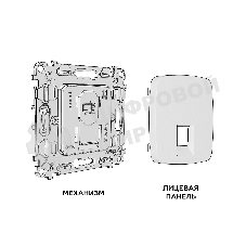 Комплект механизма компьютерной розетки RJ-45 экранированной с автоматической защитной шторкой OMEGA Антрацит серый QUANT (OP6620, VM185) MO662005